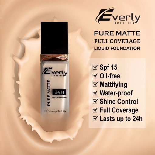 Everly Beauties Pure Matte Full Coverage Liquid Foundation with SPF 15+
